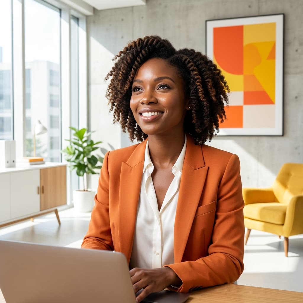 Professional woman learning online